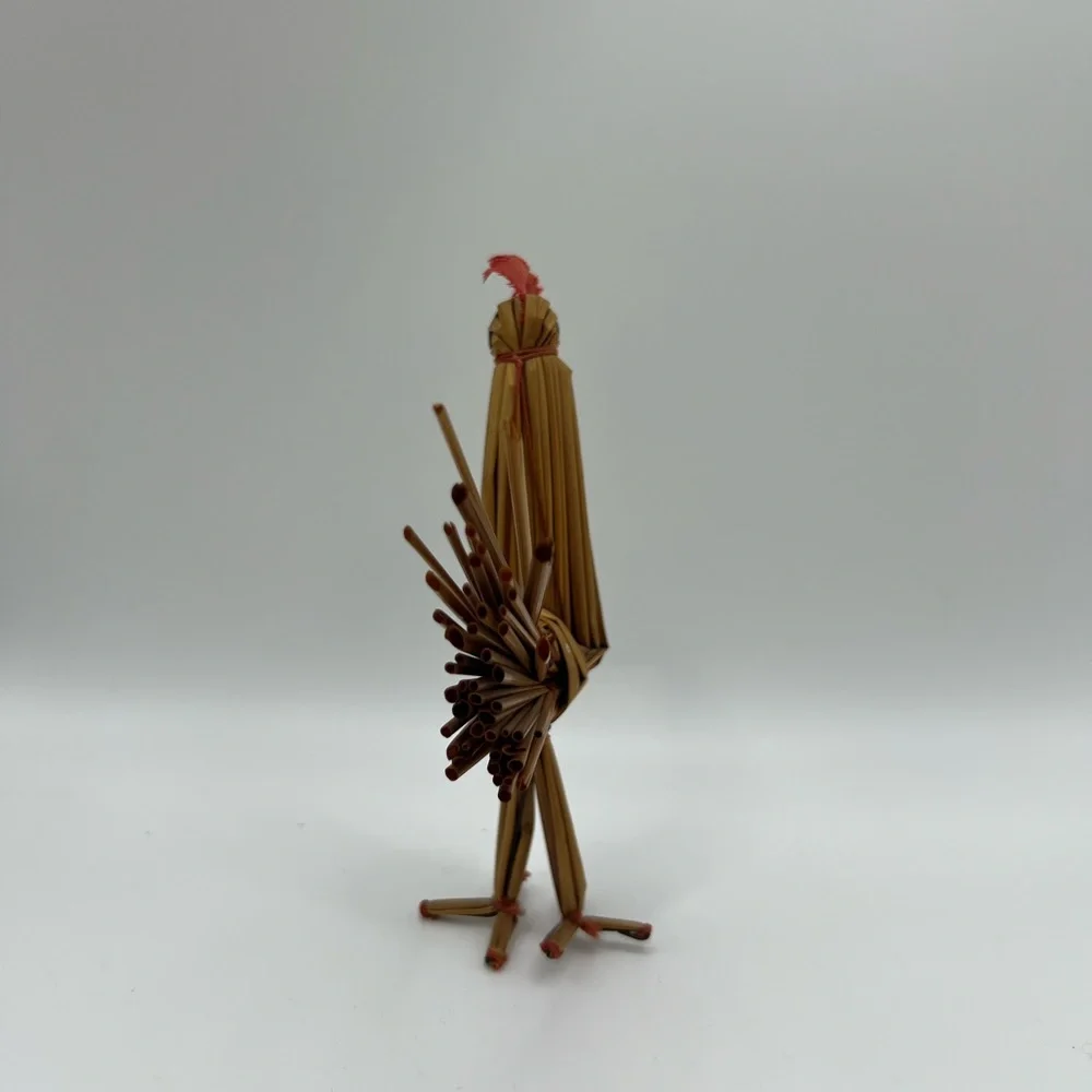 Vintage Handmade Straw Rooster Chicken Figurine Traditional Tuppen Ture Collecti